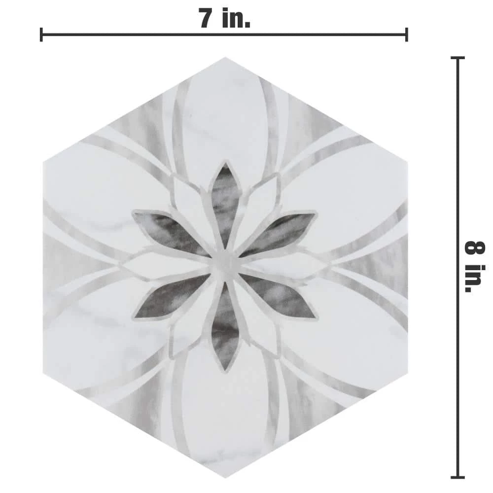 Classico Bardiglio Hex Dahlia Light 7 in. x 8 in. Porcelain Floor and Wall Tile (7.5 sq. ft./Case) by Merola Tile - Image 6