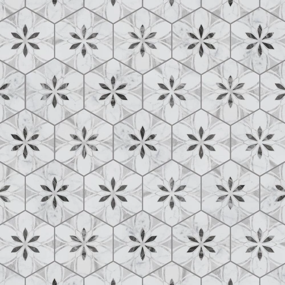 Classico Bardiglio Hex Dahlia Light 7 in. x 8 in. Porcelain Floor and Wall Tile (7.5 sq. ft./Case) by Merola Tile - Image 12