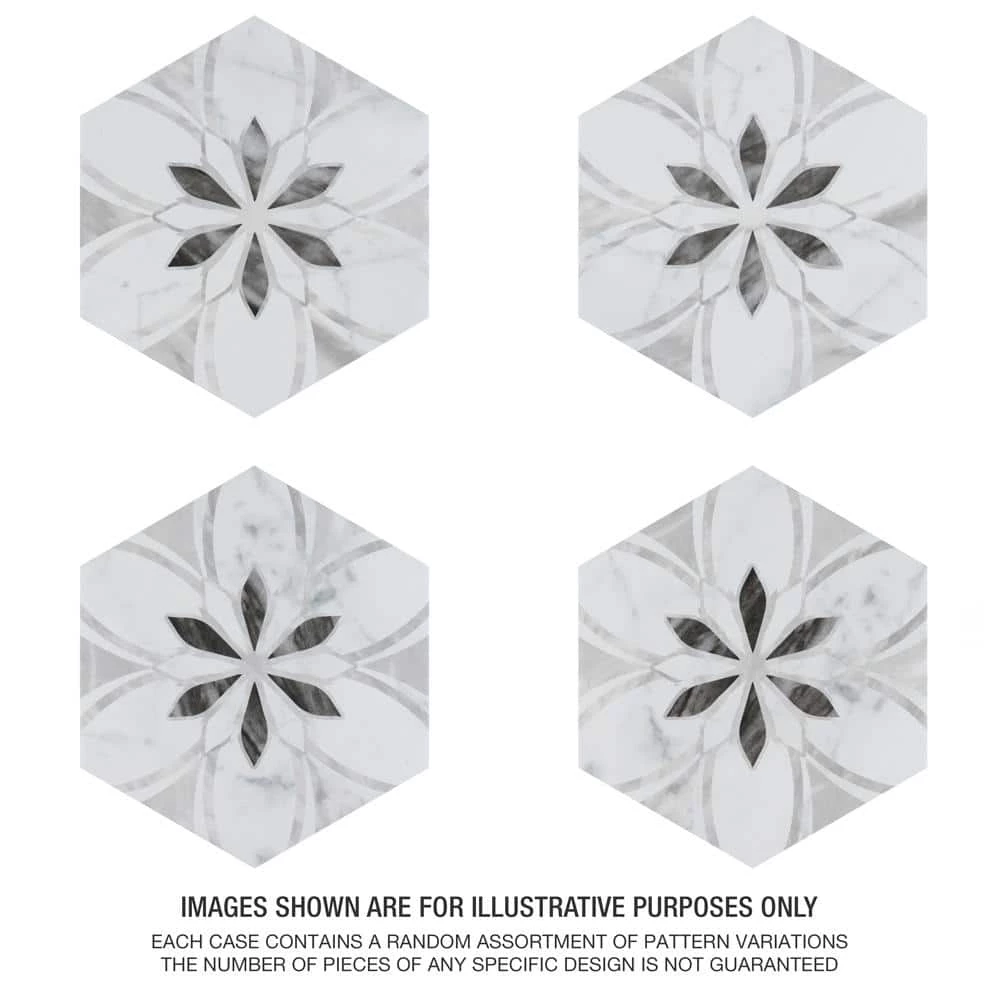 Classico Bardiglio Hex Dahlia Light 7 in. x 8 in. Porcelain Floor and Wall Tile (7.5 sq. ft./Case) by Merola Tile - Image 8