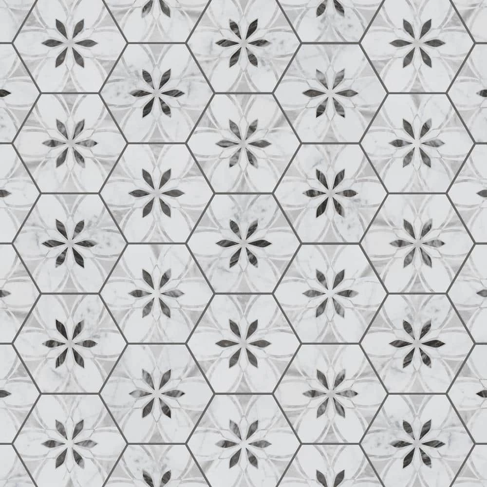 Classico Bardiglio Hex Dahlia Light 7 in. x 8 in. Porcelain Floor and Wall Tile (7.5 sq. ft./Case) by Merola Tile - Image 13