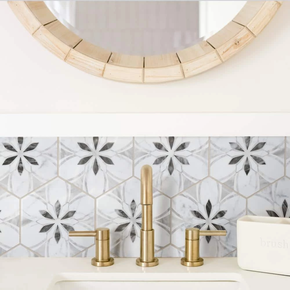 Classico Bardiglio Hex Dahlia Light 7 in. x 8 in. Porcelain Floor and Wall Tile (7.5 sq. ft./Case) by Merola Tile - Image 2