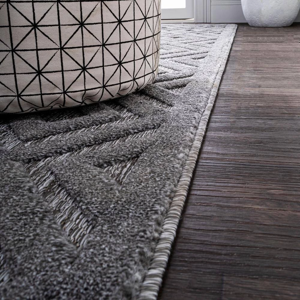 Portmany Neutral Diamond Trellis Dark Gray 8 ft. x 10 ft. Indoor/Outdoor Area Rug by JONATHAN Y - Image 11