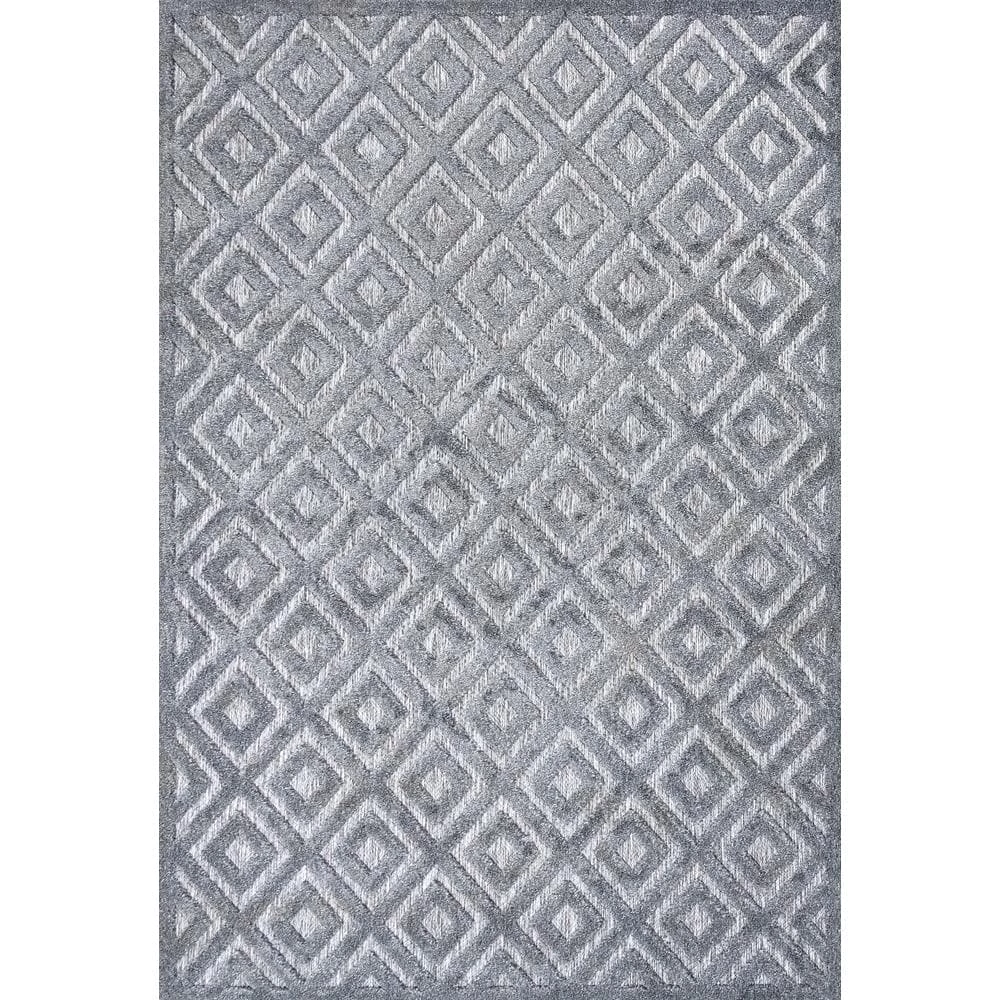 Portmany Neutral Diamond Trellis Dark Gray 8 ft. x 10 ft. Indoor/Outdoor Area Rug by JONATHAN Y