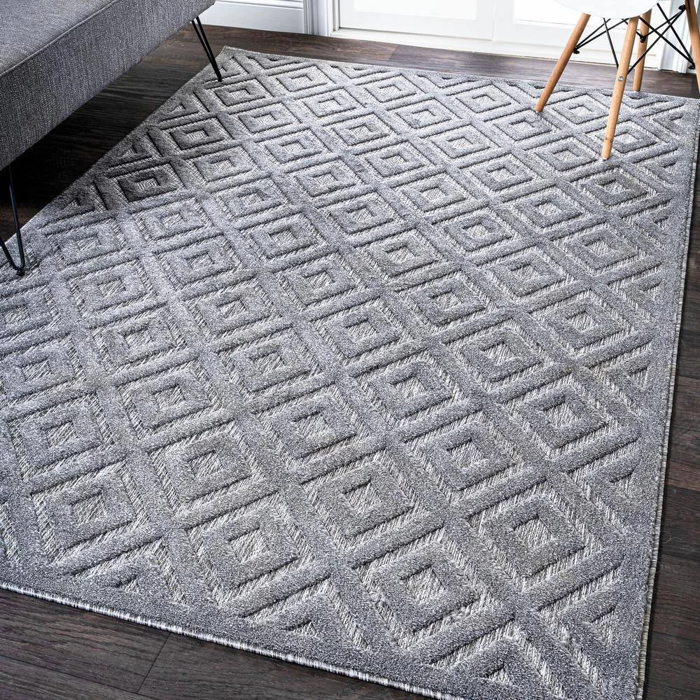 Portmany Neutral Diamond Trellis Dark Gray 8 ft. x 10 ft. Indoor/Outdoor Area Rug by JONATHAN Y - Image 2