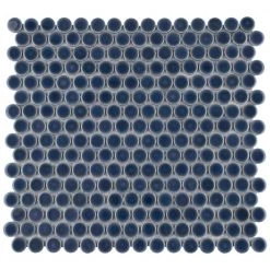 Hudson Penny Round Denim Blue 12 in. x 12 in. Porcelain Mosaic Tile (10.74 sq. ft. / Case) by Merola Tile