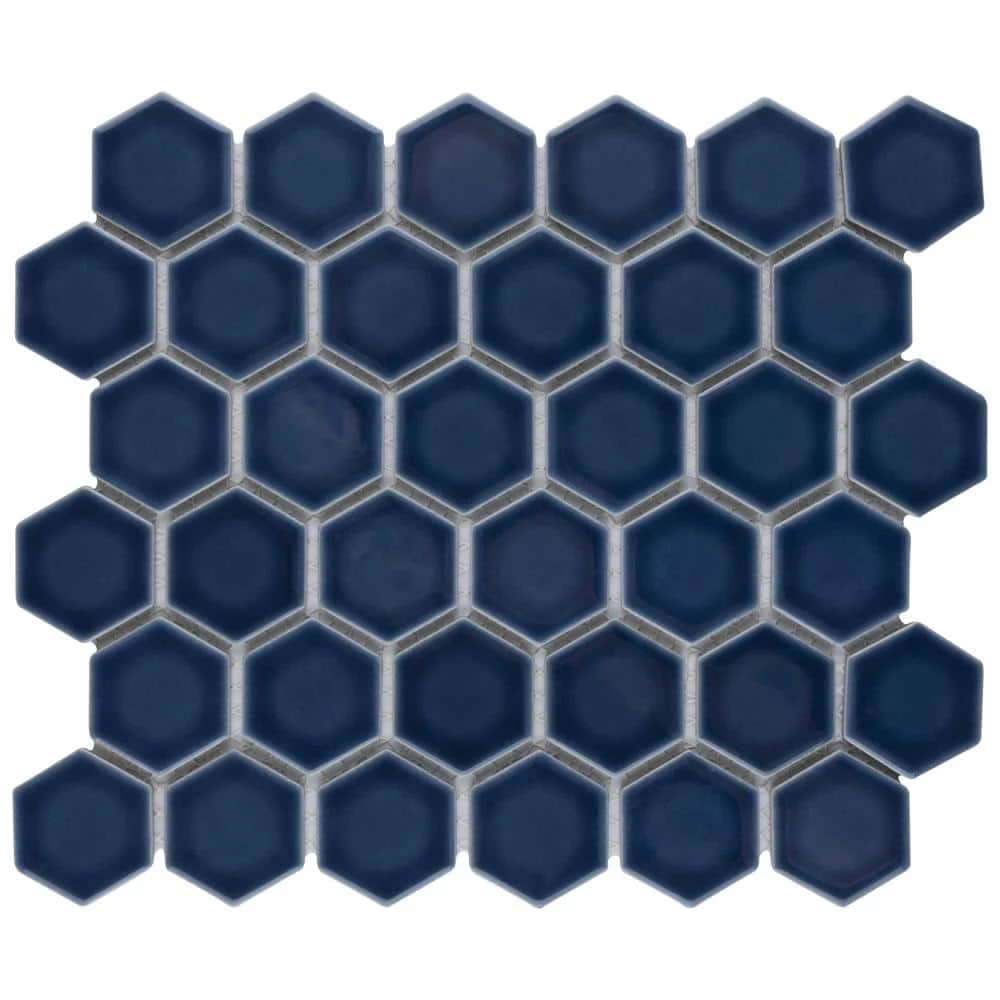 Hudson 2 in. Due Hex Denim Blue 11-1/4 in. x 12-1/2 in. Porcelain Mosaic Tile (9.97 sq. ft. /Case) by Merola Tile - Image 5