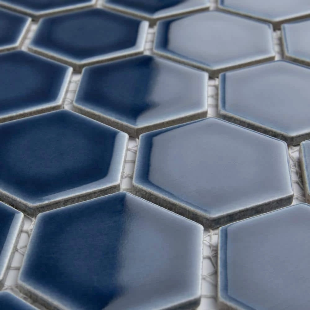 Hudson 2 in. Due Hex Denim Blue 11-1/4 in. x 12-1/2 in. Porcelain Mosaic Tile (9.97 sq. ft. /Case) by Merola Tile - Image 3