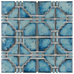 Moonbeam Diva Blue 12 in. x 12 in. Porcelain Mosaic Tile (9.79 sq. ft. / Case) by Merola Tile