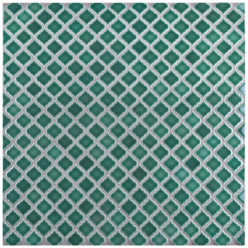 Hudson Tangier Emerald 12 in. x 12 in. Porcelain Mosaic Tile (10.96 sq. ft. / Case) by Merola Tile - Image 7