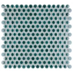 Hudson Penny Round Emerald 12 in. x 12-5/8 in. x 5 mm Porcelain Mosaic Tile (10.74 sq. ft. / case) by Merola Tile