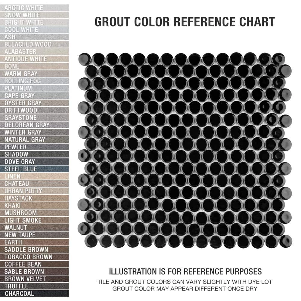 Hudson Penny Round Glossy Black 12 in. x 12-5/8 in. x 5 mm Porcelain Mosaic Tile (10.74 sq. ft. / case) by Merola Tile - Image 5