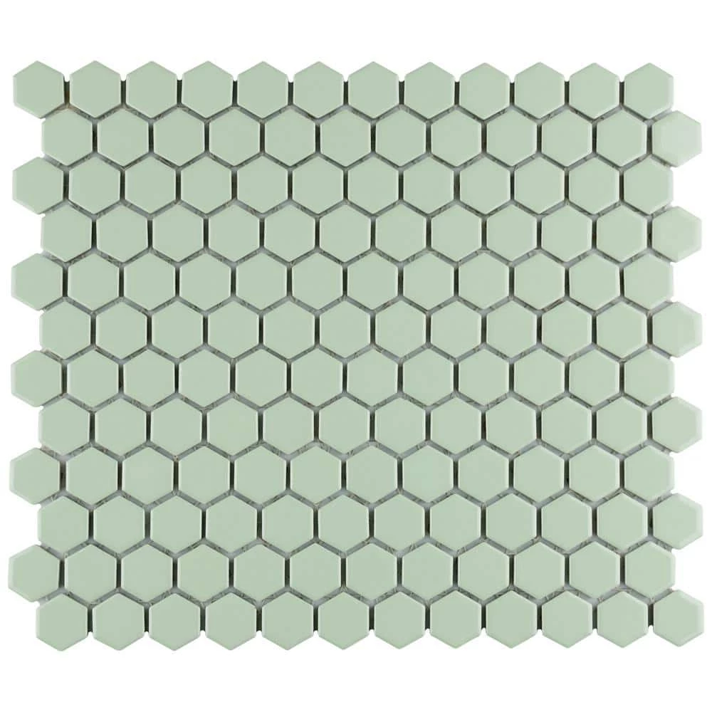 Metro 1 in. Hex Glossy Mint 10-1/4 in. x 11-7/8 in. Porcelain Mosaic Tile (8.6 sq. ft./Case) by Merola Tile