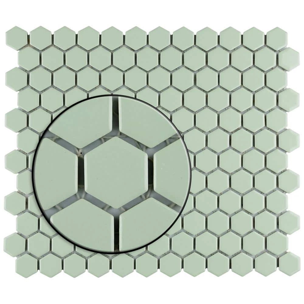 Metro 1 in. Hex Glossy Mint 10-1/4 in. x 11-7/8 in. Porcelain Mosaic Tile (8.6 sq. ft./Case) by Merola Tile - Image 4