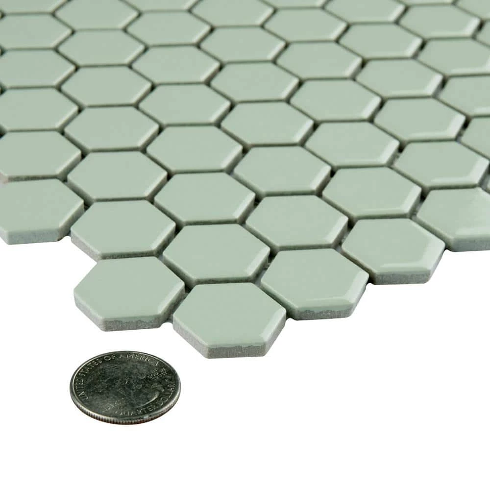 Metro 1 in. Hex Glossy Mint 10-1/4 in. x 11-7/8 in. Porcelain Mosaic Tile (8.6 sq. ft./Case) by Merola Tile - Image 2