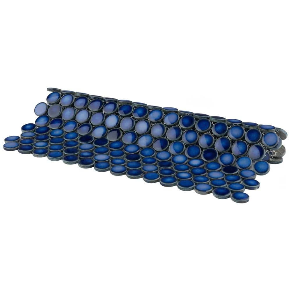 Hudson Penny Round Glossy Sapphire 12 in. x 12 in. Porcelain Mos (10.74 sq. ft./Case) by Merola Tile - Image 9