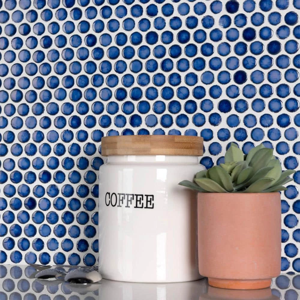 Hudson Penny Round Glossy Sapphire 12 in. x 12 in. Porcelain Mos (10.74 sq. ft./Case) by Merola Tile - Image 10