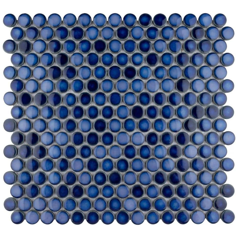 Hudson Penny Round Glossy Sapphire 12 in. x 12 in. Porcelain Mos (10.74 sq. ft./Case) by Merola Tile - Image 8
