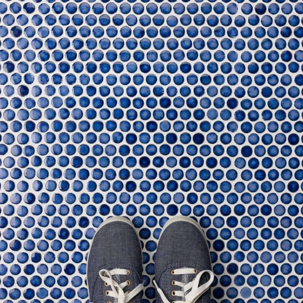 Hudson Penny Round Glossy Sapphire 12 in. x 12 in. Porcelain Mos (10.74 sq. ft./Case) by Merola Tile - Image 12