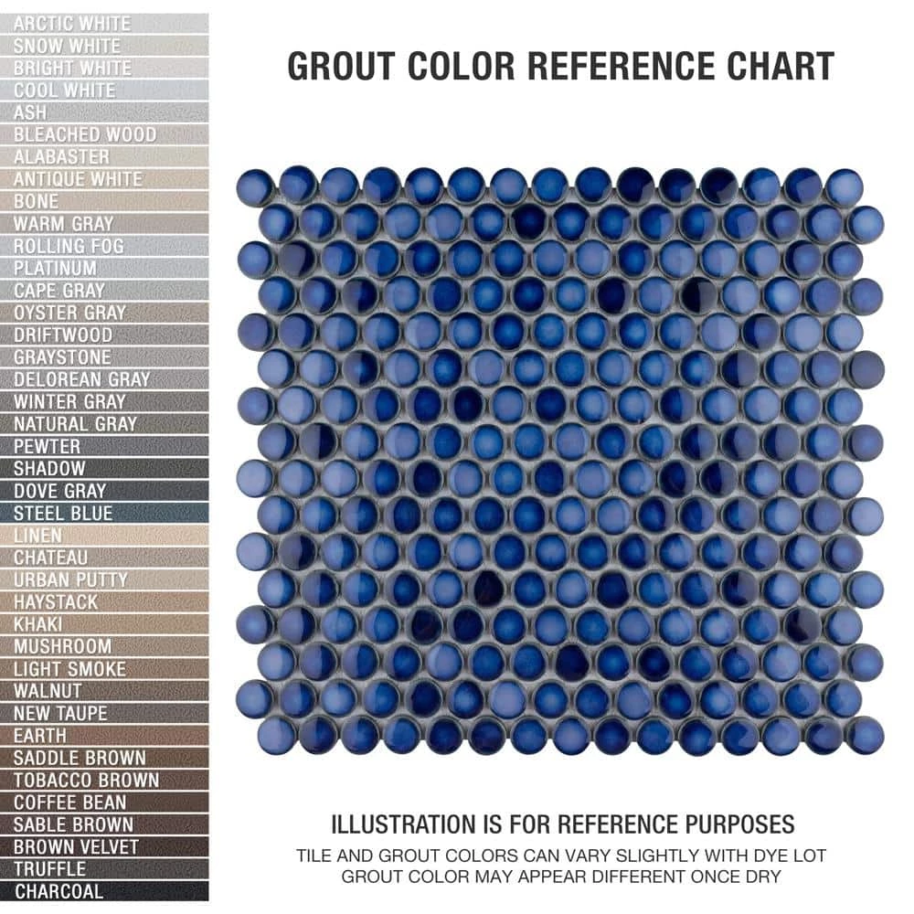 Hudson Penny Round Glossy Sapphire 12 in. x 12 in. Porcelain Mos (10.74 sq. ft./Case) by Merola Tile - Image 15