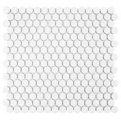 Hudson Penny Round Glossy White 12 in. x 12-5/8 in. x 5 mm Porcelain Mosaic Tile (10.74 sq. ft. / case) by Merola Tile