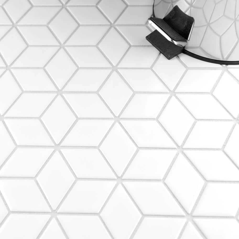 Metro Rhombus Glossy White 10-1/2 in. x 12-1/8 in. Porcelain Mosaic Tile (9.0 sq. ft./Case) by Merola Tile - Image 10