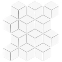 Metro Rhombus Glossy White 10-1/2 in. x 12-1/8 in. Porcelain Mosaic Tile (9.0 sq. ft./Case) by Merola Tile