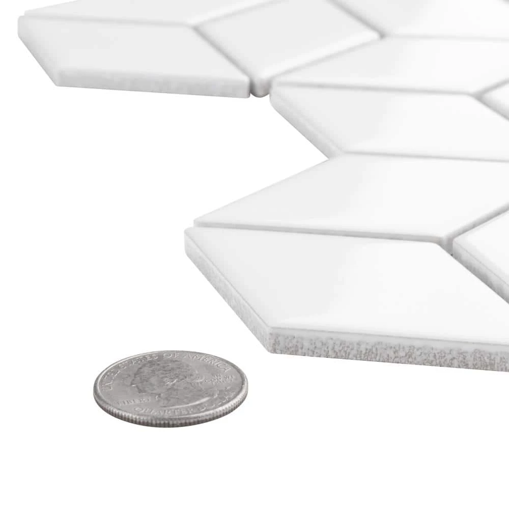 Metro Rhombus Glossy White 10-1/2 in. x 12-1/8 in. Porcelain Mosaic Tile (9.0 sq. ft./Case) by Merola Tile - Image 7