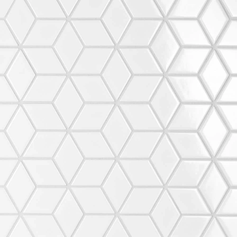 Metro Rhombus Glossy White 10-1/2 in. x 12-1/8 in. Porcelain Mosaic Tile (9.0 sq. ft./Case) by Merola Tile - Image 4