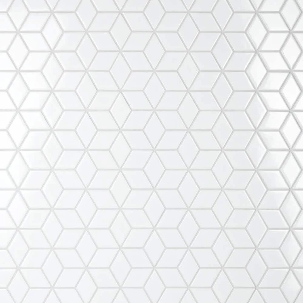 Metro Rhombus Glossy White 10-1/2 in. x 12-1/8 in. Porcelain Mosaic Tile (9.0 sq. ft./Case) by Merola Tile - Image 14