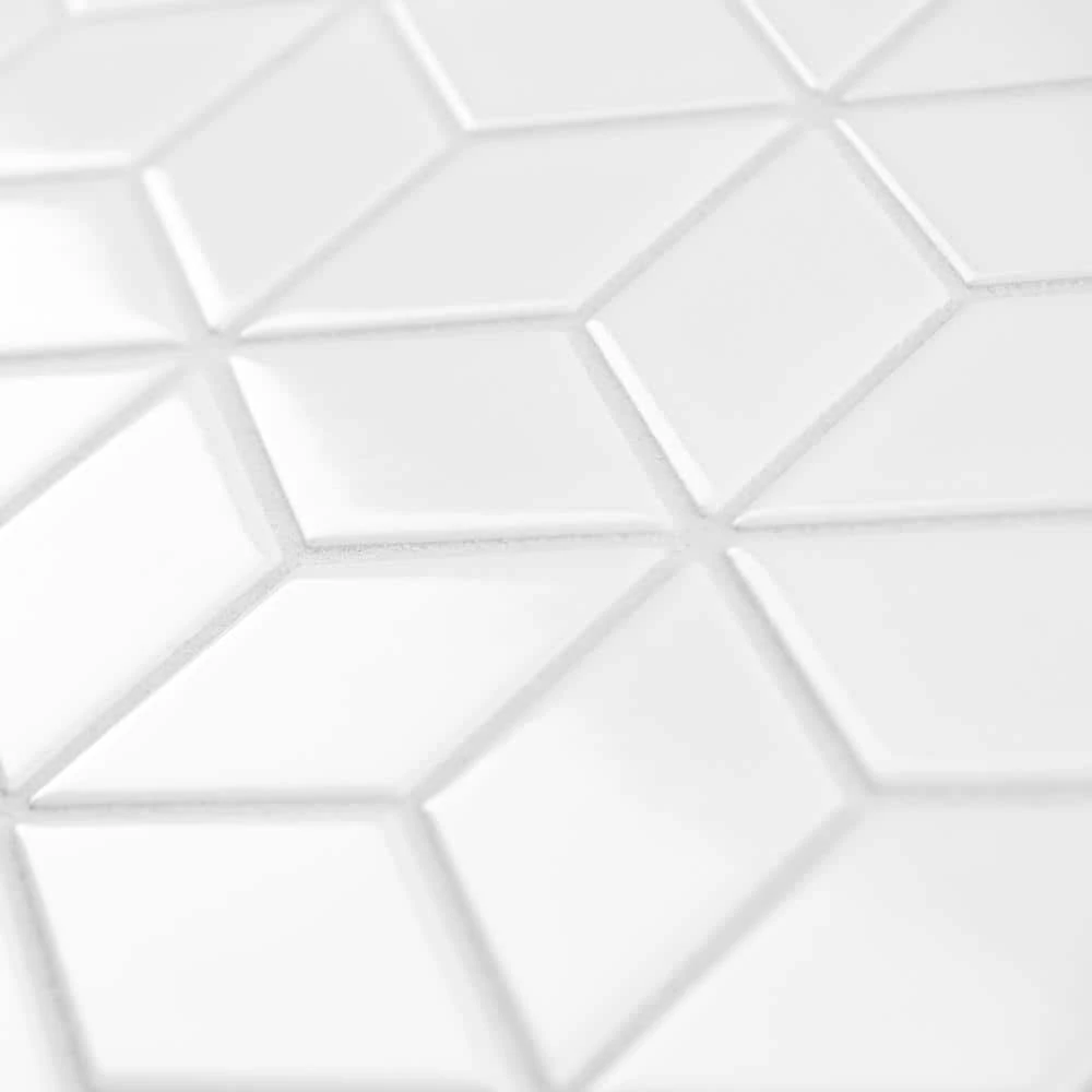 Metro Rhombus Glossy White 10-1/2 in. x 12-1/8 in. Porcelain Mosaic Tile (9.0 sq. ft./Case) by Merola Tile - Image 12