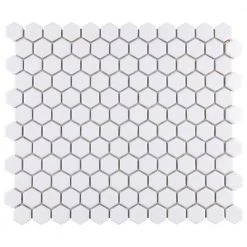 Metro 1" Hex Glossy White 10-1/4 in. x 11-7/8 in. Porcelain Mosaic Tile (8.6 sq. ft. /case) by Merola Tile