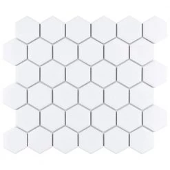Metro 2 in. Hex Glossy White 11-1/8 in. x 12-5/8 in. Porcelain Mosaic Tile (10.0 sq. ft./Case) by Merola Tile