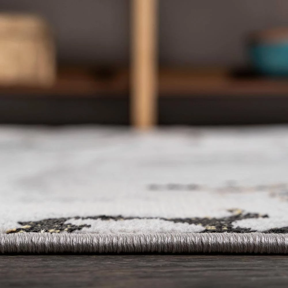 Swirl Marbled Abstract Gray/Black 2 ft. x 8 ft. Runner Rug by JONATHAN Y - Image 3