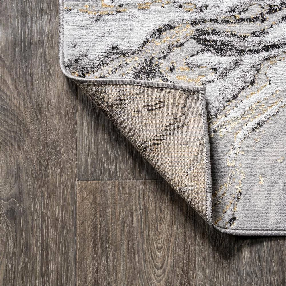 Swirl Marbled Abstract Gray/Black 2 ft. x 8 ft. Runner Rug by JONATHAN Y - Image 4
