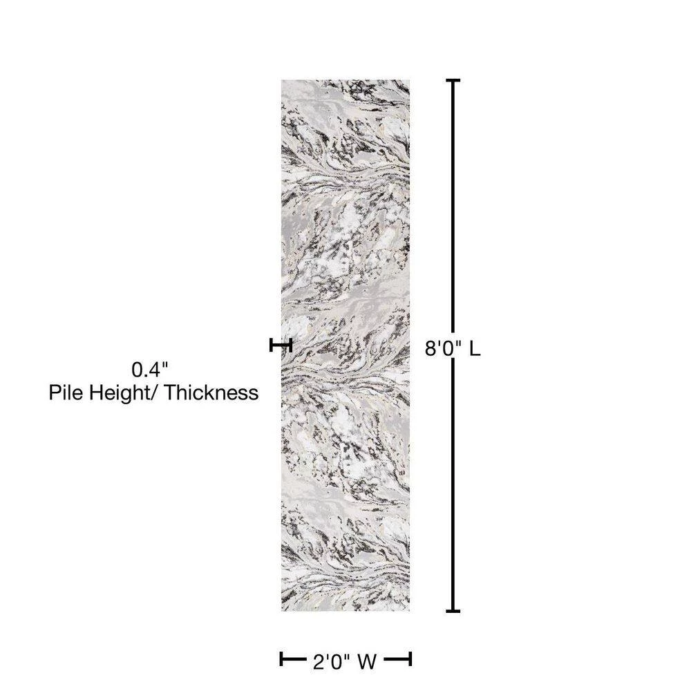 Swirl Marbled Abstract Gray/Black 2 ft. x 8 ft. Runner Rug by JONATHAN Y - Image 10