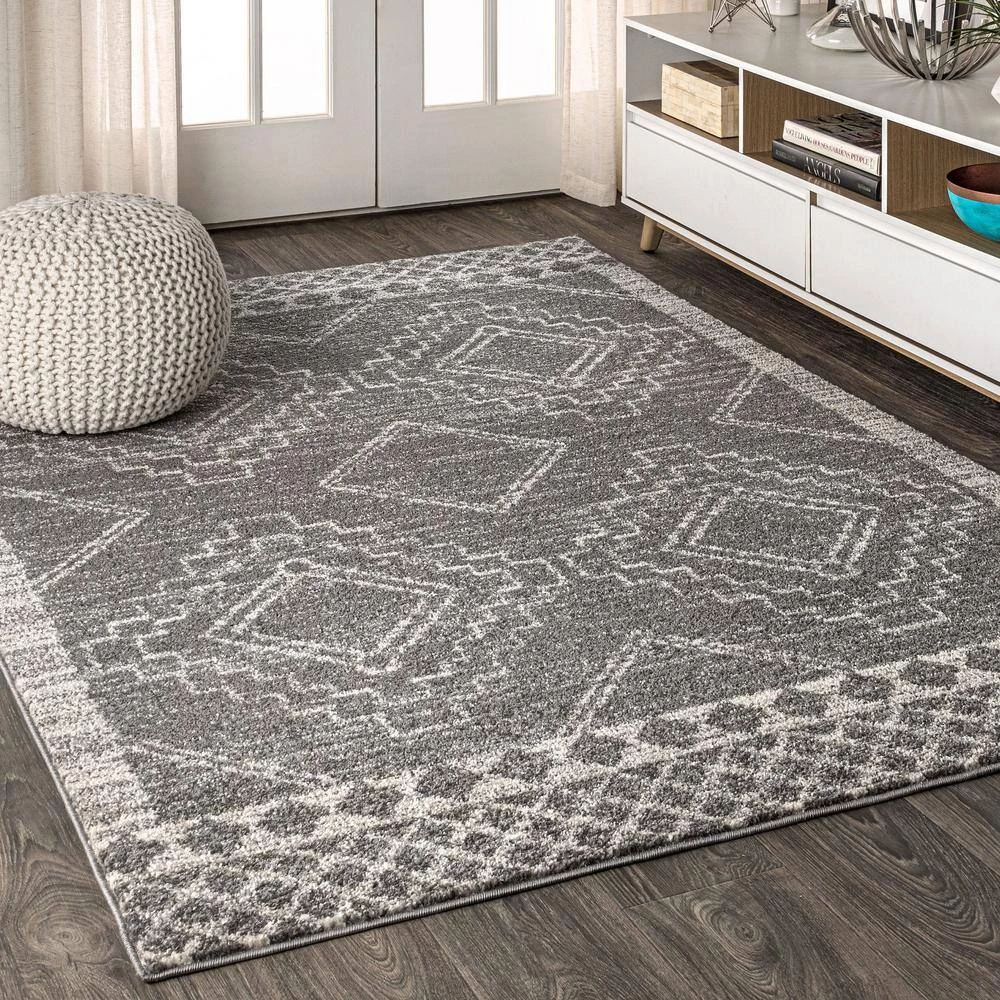 Amir Moroccan Beni Souk Gray/Cream 8 ft. x 10 ft. Area Rug by JONATHAN Y - Image 2