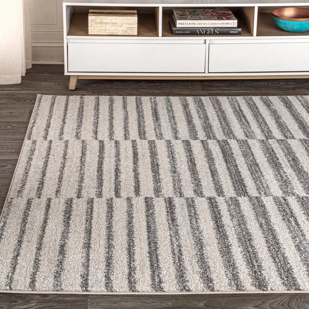 Lyla Offset Stripe Gray/Cream 8 ft. x 10 ft. Area Rug by JONATHAN Y - Image 13