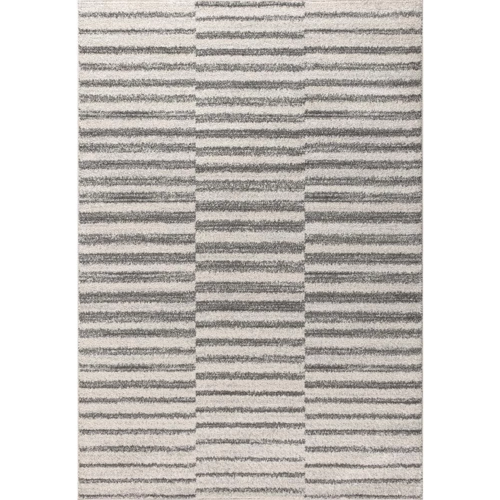 Lyla Offset Stripe Gray/Cream 8 ft. x 10 ft. Area Rug by JONATHAN Y