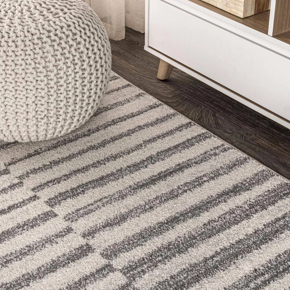 Lyla Offset Stripe Gray/Cream 8 ft. x 10 ft. Area Rug by JONATHAN Y - Image 7