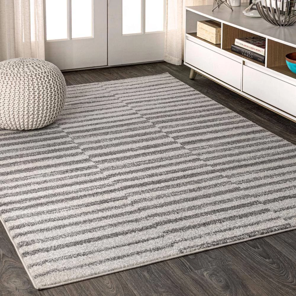 Lyla Offset Stripe Gray/Cream 8 ft. x 10 ft. Area Rug by JONATHAN Y - Image 2