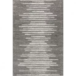 Aya Berber Stripe Geometric Gray/Cream 3 ft. x 5 ft. Area Rug by JONATHAN Y