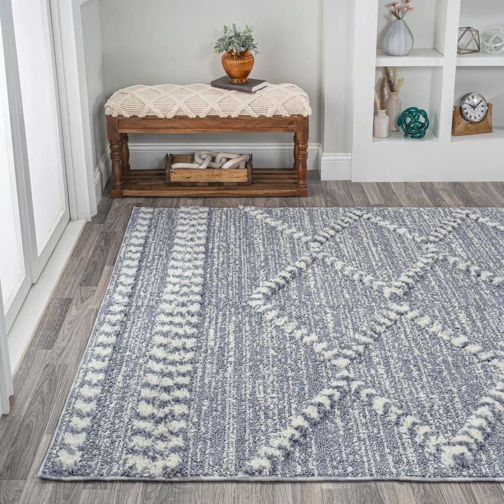 Sofie Gray/Cream 5 ft. x 8 ft. Moroccan Trellis High-Low Area Rug by JONATHAN Y - Image 3