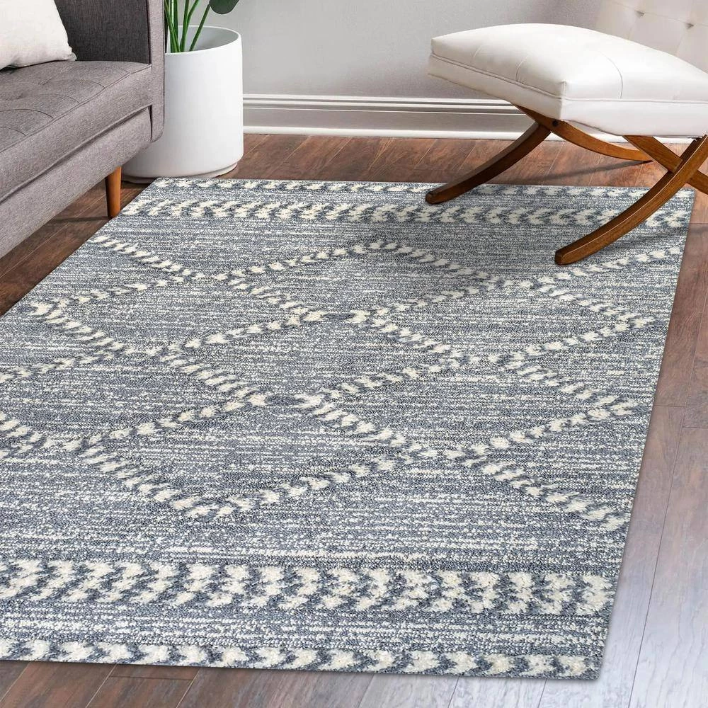 Sofie Gray/Cream 5 ft. x 8 ft. Moroccan Trellis High-Low Area Rug by JONATHAN Y - Image 9