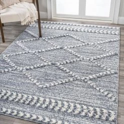 Sofie Gray/Cream 5 ft. x 8 ft. Moroccan Trellis High-Low Area Rug by JONATHAN Y