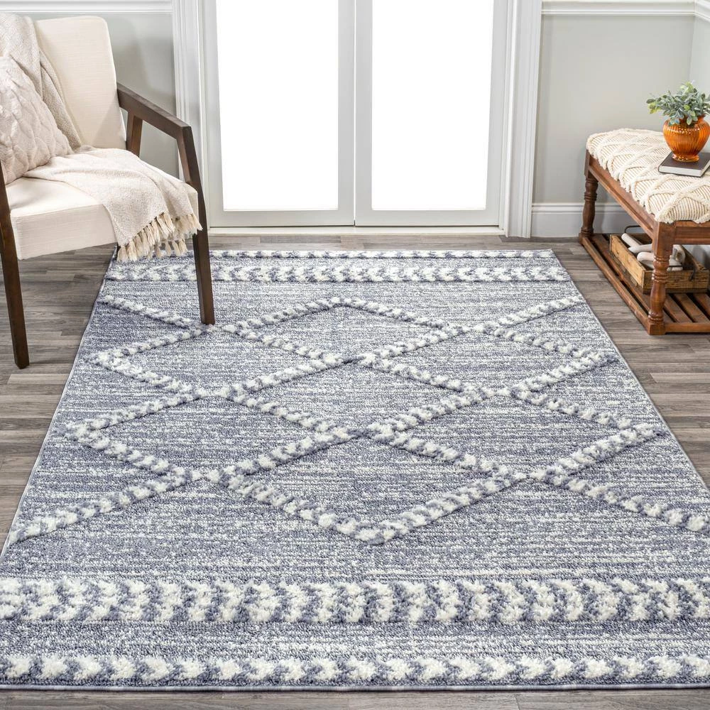 Sofie Gray/Cream 5 ft. x 8 ft. Moroccan Trellis High-Low Area Rug by JONATHAN Y - Image 4
