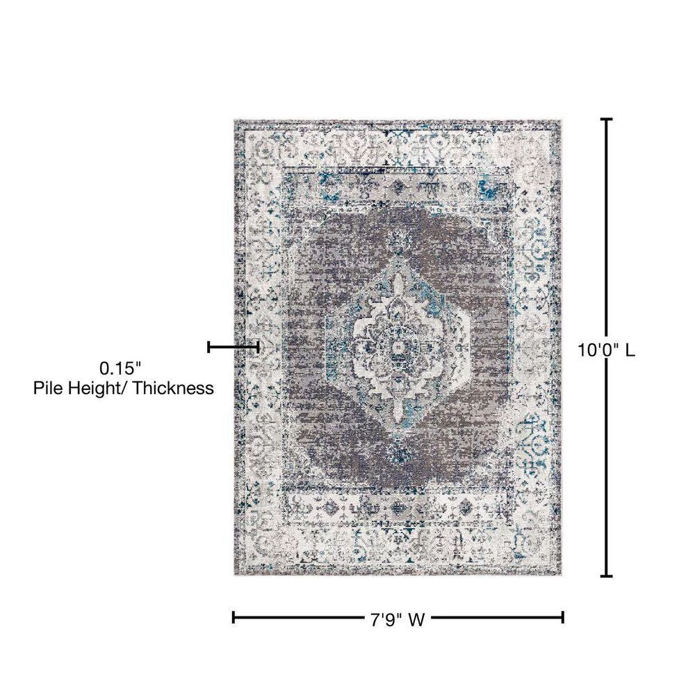 Ankara Vintage Medallion Gray/Ivory 7 ft. 9 in. x 10 ft. Area Rug by JONATHAN Y - Image 10