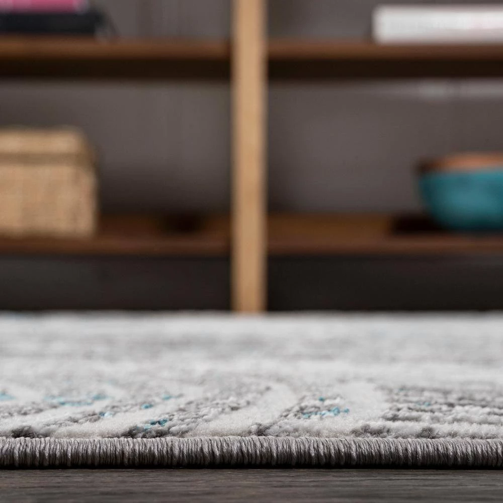 Timeworn Modern Abstract Gray/Turquoise 8 ft. x 10 ft. Area Rug by JONATHAN Y - Image 5