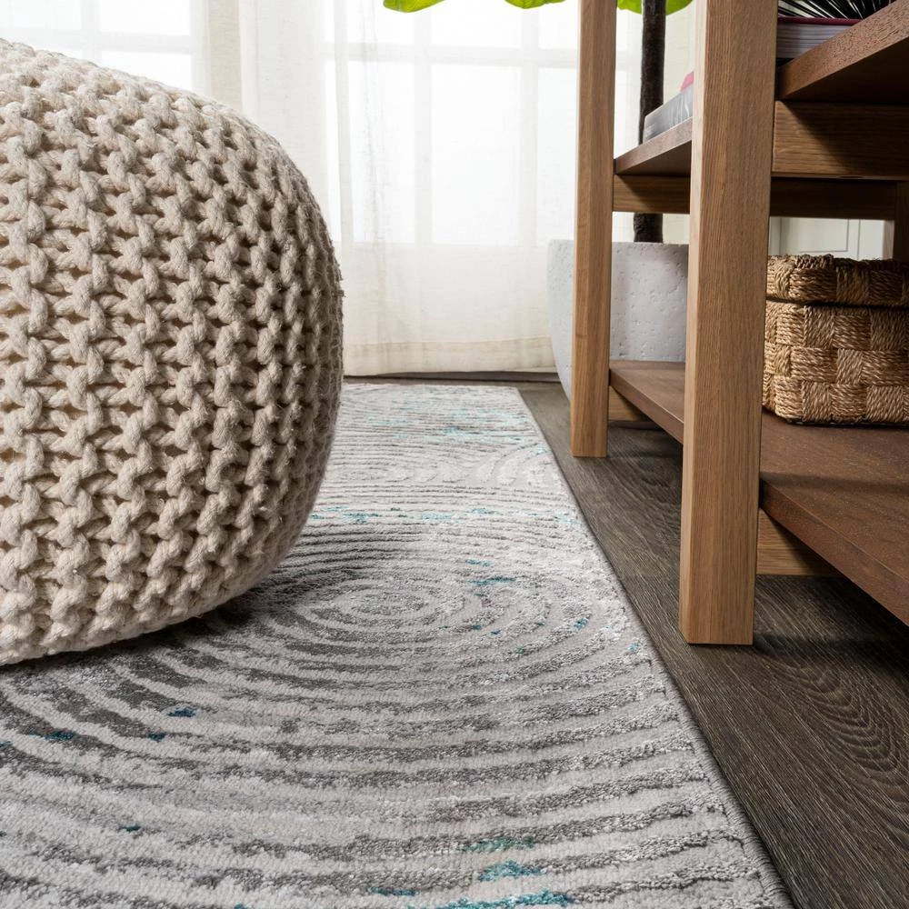 Timeworn Modern Abstract Gray/Turquoise 8 ft. x 10 ft. Area Rug by JONATHAN Y - Image 11