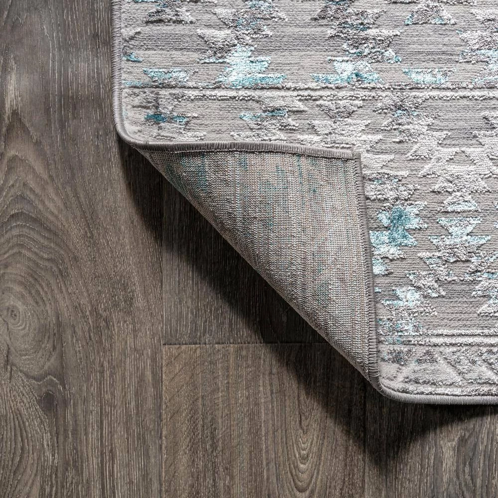 Ancient Faded Trellis Gray/Turquoise 2 ft. x 10 ft. Runner Rug by JONATHAN Y - Image 4
