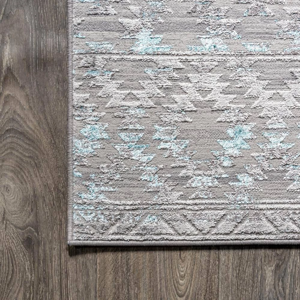 Ancient Faded Trellis Gray/Turquoise 2 ft. x 10 ft. Runner Rug by JONATHAN Y - Image 6